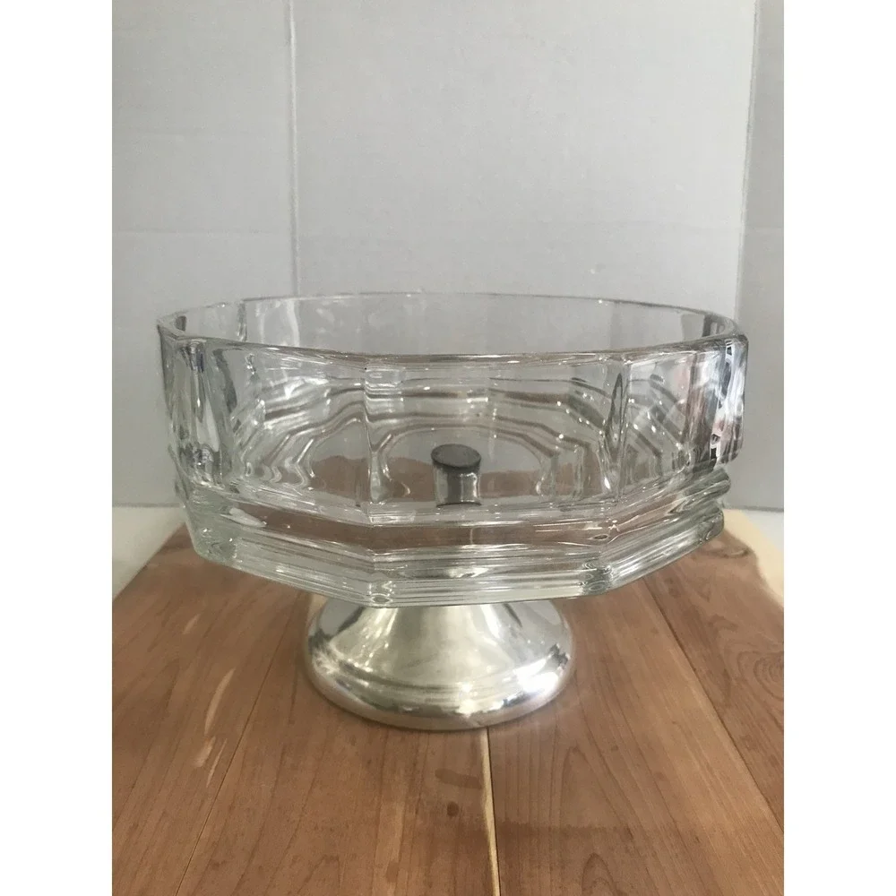VTG Mid Century Glass Silver Plate Vegetable Fruit Bowl Victorian Renaissance